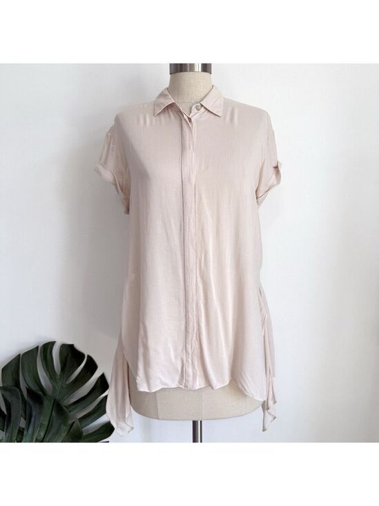 AllSaints Tops - AllSaints Cheyne Blush Pink Shirt Blouse Women’s Size 6 Asymmetrical High Low